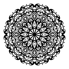 Simple Mandala Shape for Coloring. Vector Mandala.Oriental. Book Page. Outline.Easy mandala, simple mandalas coloring page on white background.Easy mandala, basic and simple mandalas coloring book.