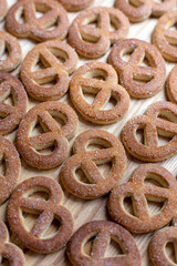 Cookies with sugar sprinkles on a wooden table