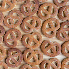 Cookies with sugar sprinkles on a wooden table