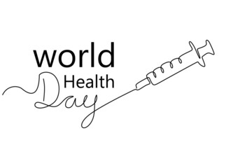 One continuous single line of injection for world health day isolated on white background.