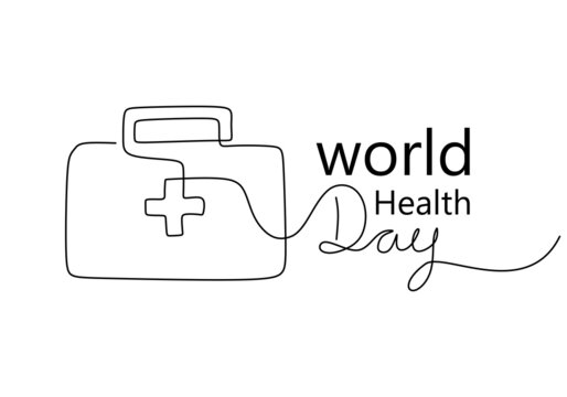 One continuous single line of first aid box for world health day isolated on white background.