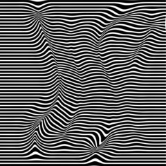 Abstract wave element for design. Digital frequency track equalizer. Stylized line art background. Vector illustration. Wave with lines created using blend tool. Curved wavy line, smooth stripe.