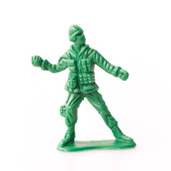 Toy soldier isolated on white background.