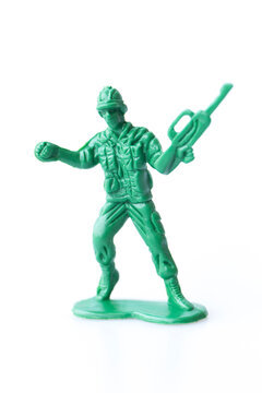 Toy soldier isolated on white background.
