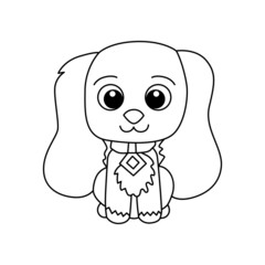 Cute dog animal cartoon illustration vector, for kids coloring book.