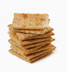 Stack of cracker soda isolated on white background.