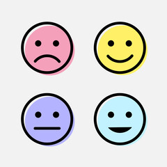 Color smiley icon with different gesture icon isolated flat design vector illustration.
