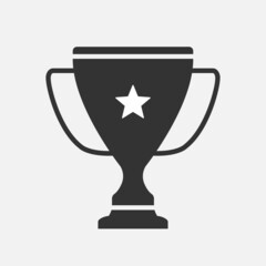 Trophy cup with star icon isolated flat design vector illustration.