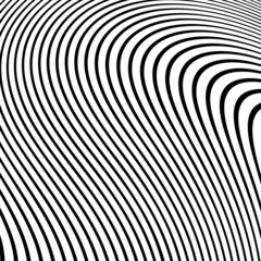 Vector Illustration of the gray pattern of lines abstract background.Vector Strips Abstract Background.Black and white wave stripe optical abstract design. Vector background. curved lines.optical art.