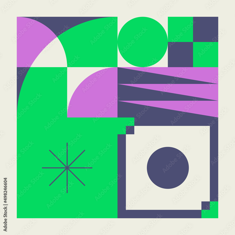 Aufkleber neon colored abstract pattern graphics made with vector geometric shapes and elements