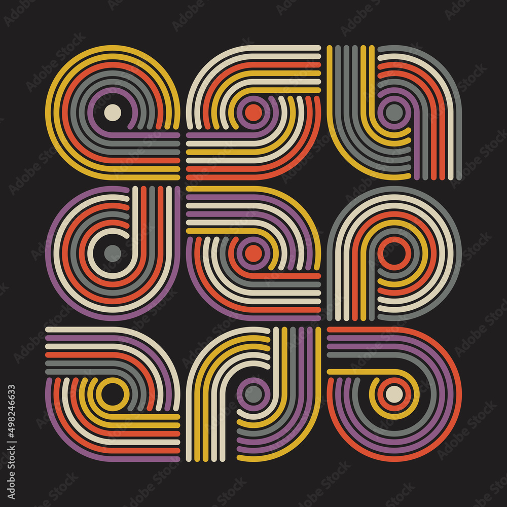Poster line art vector graphic pattern made with abstract linear geometric shapes