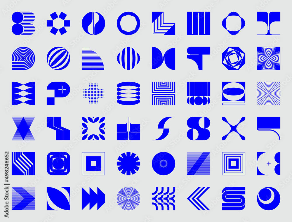 Aufkleber logo modernism aesthetics vector abstract shapes collection made with minimalist geometric forms and