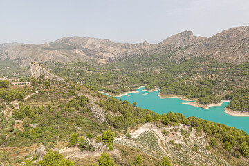 View of the reservoir, which receives water from the Guadalest River, a tributary of the Algar River. Spain