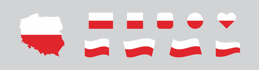 Fototapeta Republic of Poland set flag and map. European country vetor isolated flat obraz