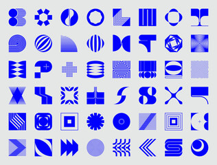 Logo Modernism Aesthetics Vector Abstract Shapes Collection Made With Minimalist Geometric Forms And Figures - 498246652