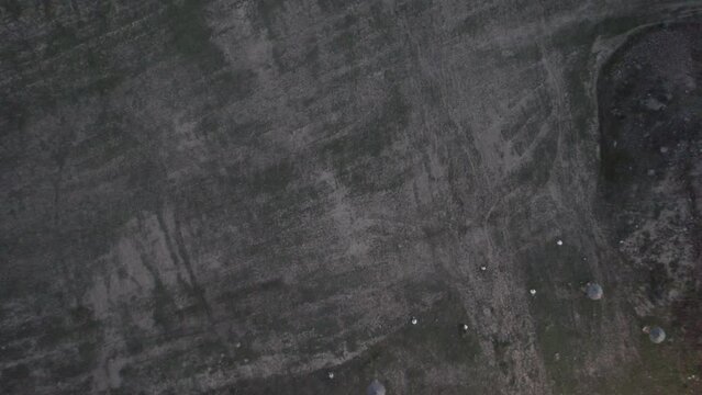 Vista Aérea cenital de la playa de Alange (drone aerial)