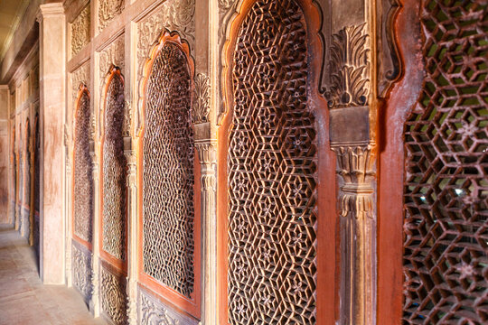 Rich decorated interior of Lalgarh Palace, Bikaner, Rajasthan, India, Asia