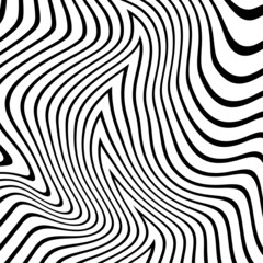 Abstract Black and White Geometric Pattern with Waves. Striped Structural Texture. Raster Illustration.Black and white stripes made in illustrator and rasterized.Stripes pattern for backgrounds.