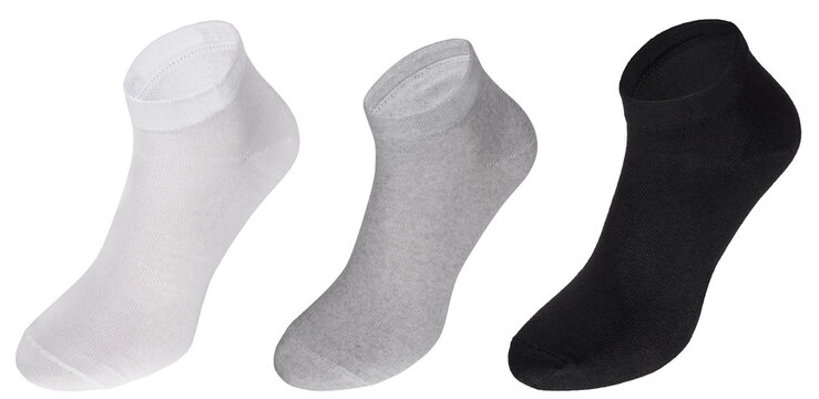 White, grey and black socks isolated on white background