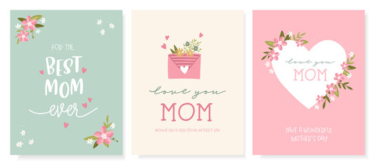 Fototapeta na wymiar Lovely hand drawn Mother's Day designs, cute flowers and handwriting, great for cards, invitations, gifts, banners - vector design
