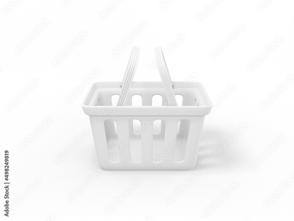 Poster white single color shopping hand cart on white monochrome background. minimalistic design object. 3d