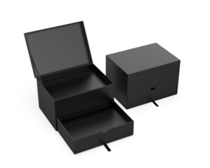 Blank double layer hard box template, 3d render illustration.