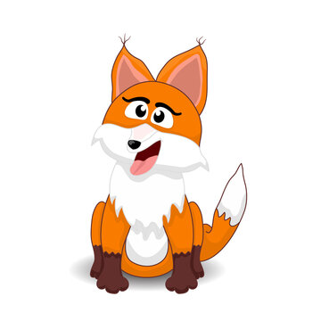 cute fox character sitting down on the ground