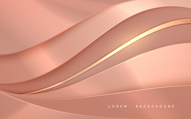 Abstract soft pink layered background with golden line