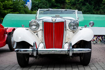 vintage white british car