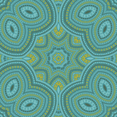 Islamic authentic geometric vector seamless pattern. Fabric patchwork design. Vintage arabesque ornament. Pottery decor design. Flower and leaves composition.