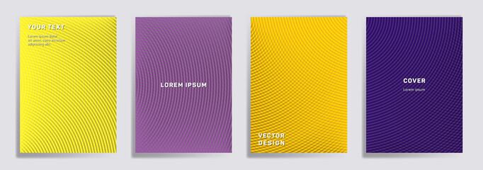 Semicircle lines halftone grid covers vector set.