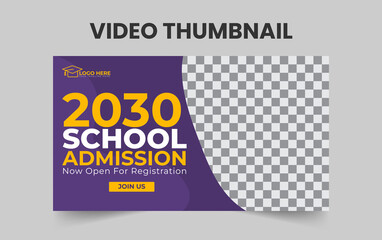 Creative Editable thumbnail design for any videos., Kids school education admission customizable video thumbnail design.