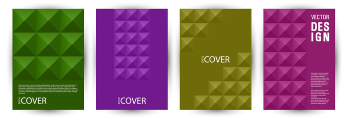 Corporate notebook cover template bundle geometric design. Memphis style digital pamphlet layout