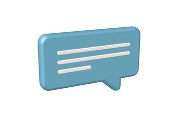 Rectangular Speech bubble 3d sign. Speech bubble with text. 3d vector icon, minimal style. Rectangular Blue Button. Mobile app icon. Vector isolated sign on white background. Vector talking box