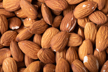 Full frame shot of nutritious almonds with copy space