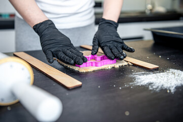 Close-up, the process of making handmade gingerbread.