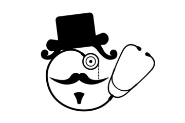 Stethoscope icon design, doctor character isolated on white background. Healthcare symbol to use in health industry, cardiology, medical care, hospital, health science projects.
