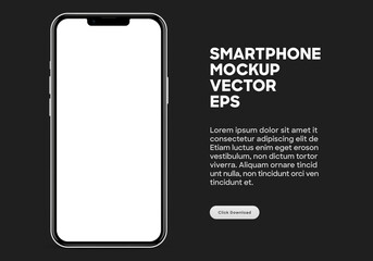 Realistic silver color smartphone mockup isolated with transparent screens. Smart phone mockup collection. Device front view. 3D mobile phones with shadow and black background.