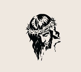 Jesus Face Silhouette, art vector design
