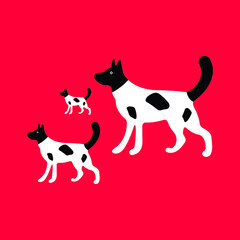 three black and white dogs logo 