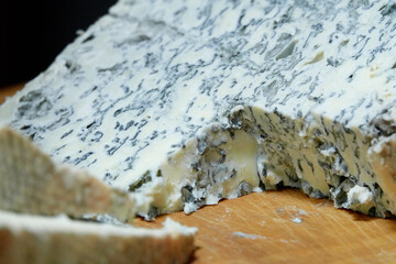 Gorgonzola cheese. Cheese with mold.