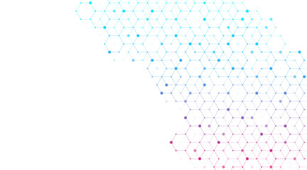 Obraz premium Health care and medical pattern innovation concept background design. Abstract geometric hexagons shape medicine and science background. Vector illustration