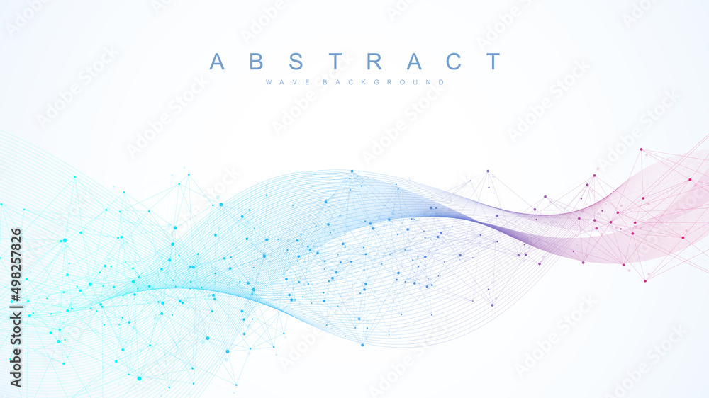 Fototapete Technology abstract lines and dots connection background. Connection digital data and big data concept. Digital data visualization. Vector illustration