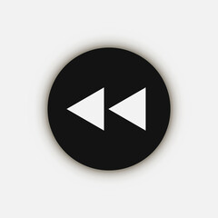 Flat symbol rewind button, flat design style.