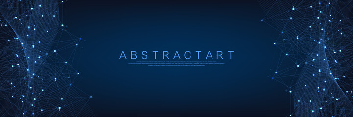 Technology abstract lines and dots connection background. Connection digital data and big data concept. Digital data visualization. Vector illustration