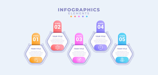 Business infographic template with five options