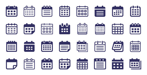 Calendar icon collection isolated on white background. Appointment and schedule symbol.