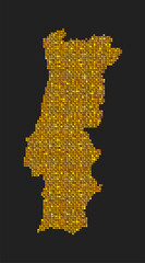 Vector map Portugal made gold sequins or glitters
