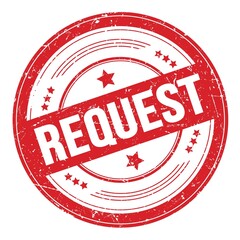 REQUEST text on red round grungy stamp.