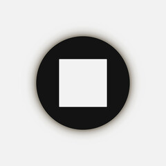 Black Stop button icon, flat design.
